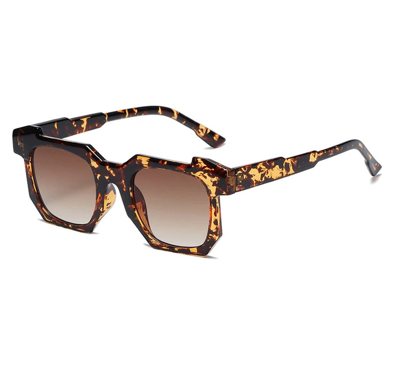 Square Steampunk Summer Sunglasses Sanches Leo Brown UV400 Lens