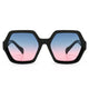 UV400 Hexagonal Woman Fashion Sunglasses Sanches Eyewear Black Frame  Blue Pink Gradient Lens PK01-CLK03
