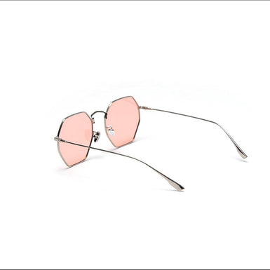 UV400 Hexagonal Metal Fashion Sunglasses Sanches Eyewear Gold Frame Pink Lens PK15-CLK02