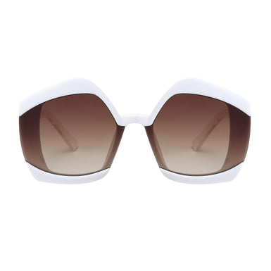 UV400 Woman Fashion  Irregular Shape Sunglasses Sanches Eyewear White Frame Brown Gradient Lens PK08-PRD05
