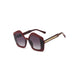 UV400 Woman Fashion  Irregular Shape Sunglasses Sanches Eyewear Burgundy Frame Black Gradient Lens PK08-PRD03