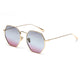 UV400 Hexagonal Metal Fashion Sunglasses Sanches Eyewear Gold Frame Grey Pink Gradient Lens PK15-CLK01
