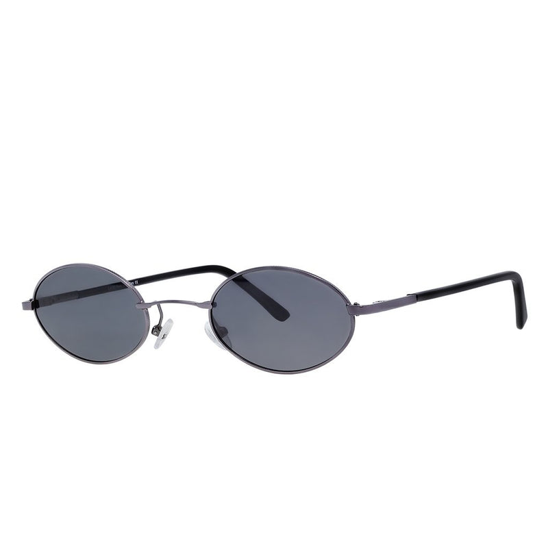 Polarized Oval Sunglasses Sanches 6005 Silver Eyewear Smoked Grey Lenses Sanches Eyewear