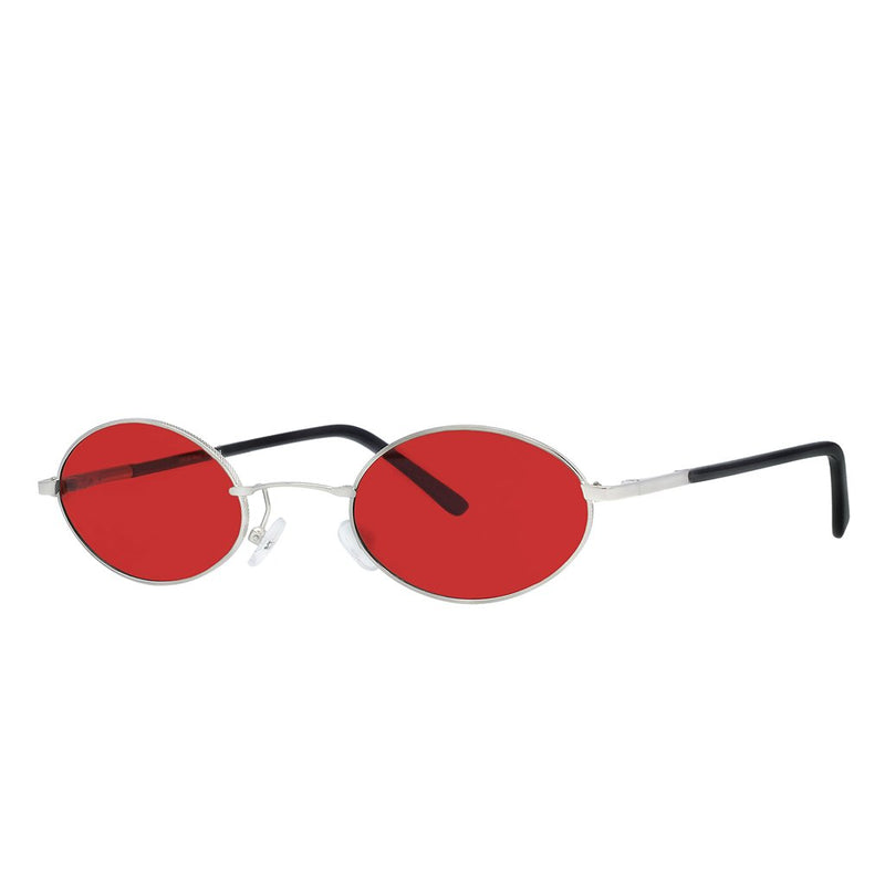 Polarized Oval Sunglasses Sanches 6005 Silver Eyewear Red Lenses