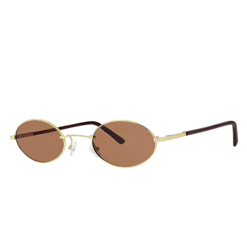 Polarized Oval Sunglasses Sanches 6005 Gold Eyewear Brown Lenses
