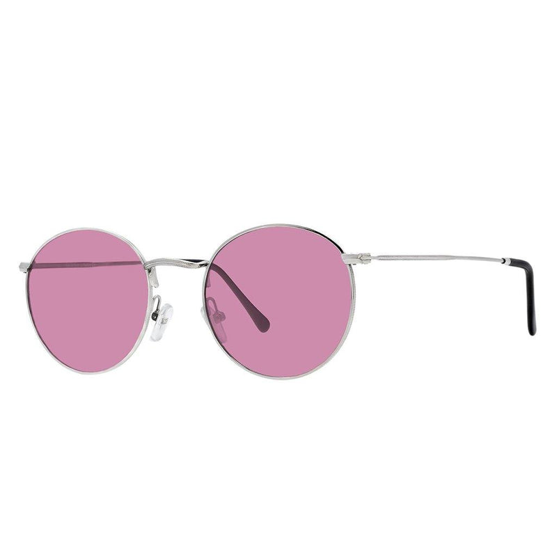 Polarized Round Sunglasses Sanches Retro Eyewear Silver Frame Mirror Pink Lenses