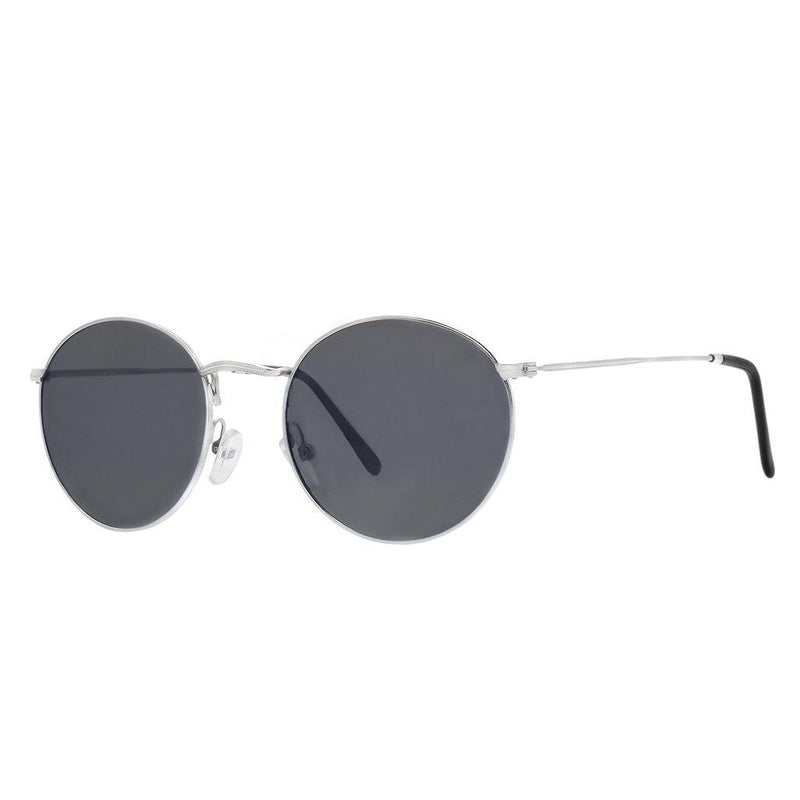 Polarized Round Sunglasses Sanches Retro Eyewear Silver Frame Smoked Grey Lenses