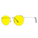 Polarized Round Sunglasses Sanches Retro Eyewear Silver Frame Yelow Antifar Lenses Night Drive