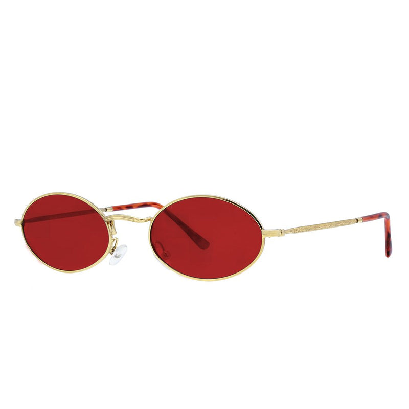 Polarized Oval Sunglasses Sanches Lilly Gold Eyewear Red Lenses