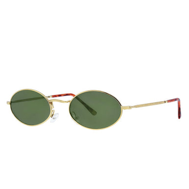 Süper Vintage Polarized Oval Sunglasses Sanches Lilly Gold Eyewear Green Lenses