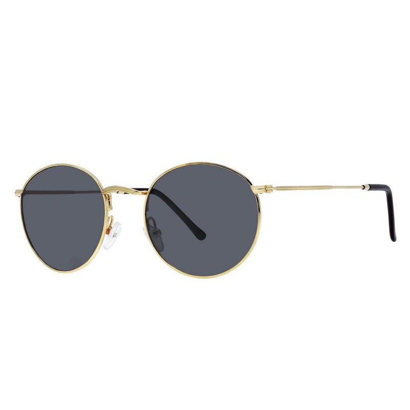 Polarized Round Sunglasses Sanches Retro Eyewear Gold Frame Smoked Grey Lenses