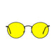 Polarized Round Sunglasses Sanches Retro Eyewear Black Frame Yelow Antifar Lenses Night Drive
