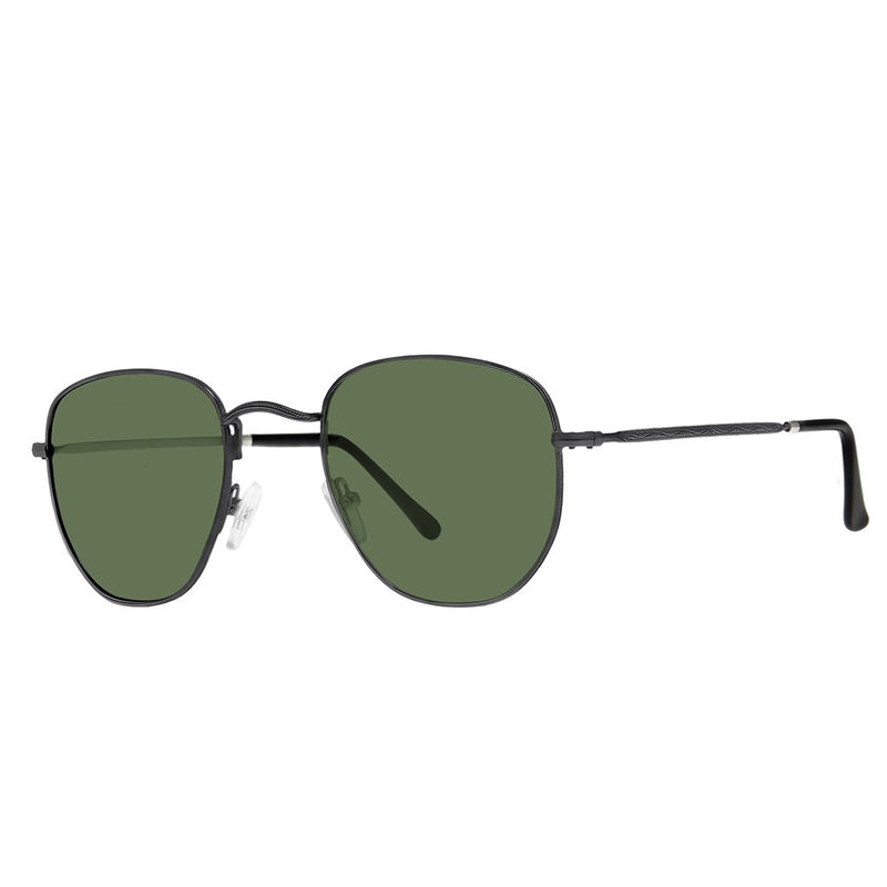 Hexagonal Polarized Sunglasses Vogs 630A Black Eyewear Green Lenses