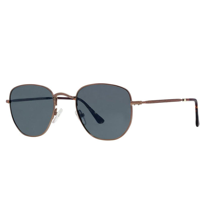 Polarized Hexagonal Sunglasses Vogs 630A Mat Brown Eyewear Smoked Grey Lenses