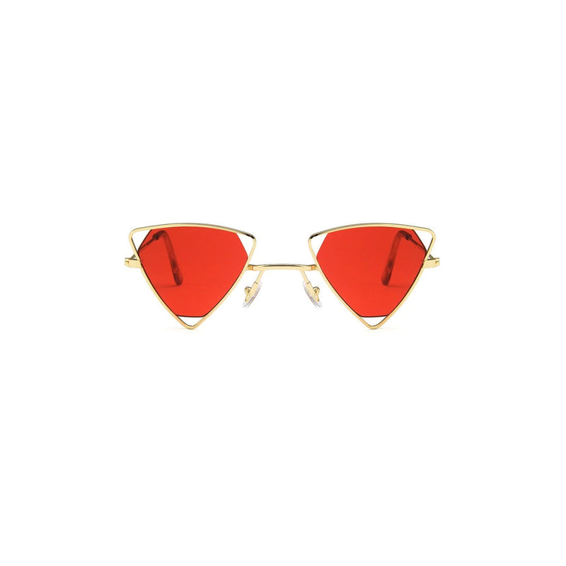 Triangle Sunglasses Sanches Eyewear Gold Frame with Red UV400 Lens