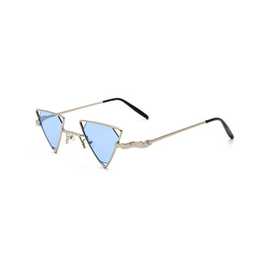 Triangle Sunglasses Sanches Eyewear Silver Frame with Blue UV400 Lens