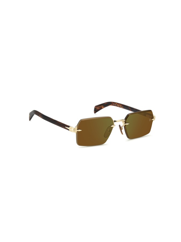 David Beckham DB 7109/S T5U MT Erkek Güneş Gözlüğü – Çerçevesiz Gold Brown Horn Tasarım | Kahve Cam | UV400 Koruma