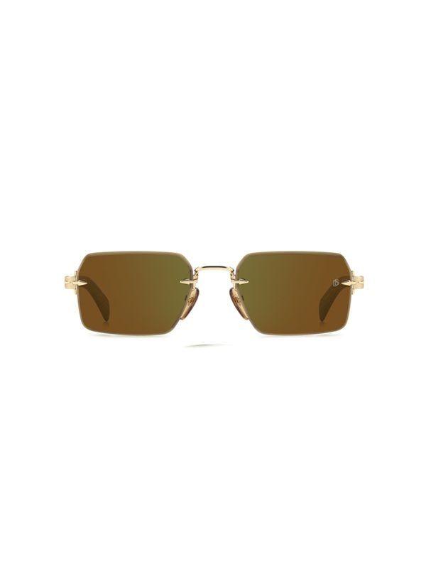 David Beckham DB 7109/S T5U MT Erkek Güneş Gözlüğü – Çerçevesiz Gold Brown Horn Tasarım | Kahve Cam | UV400 Koruma