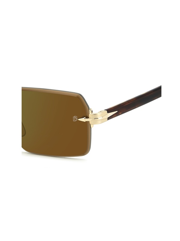 David Beckham DB 7109/S T5U MT Erkek Güneş Gözlüğü – Çerçevesiz Gold Brown Horn Tasarım | Kahve Cam | UV400 Koruma