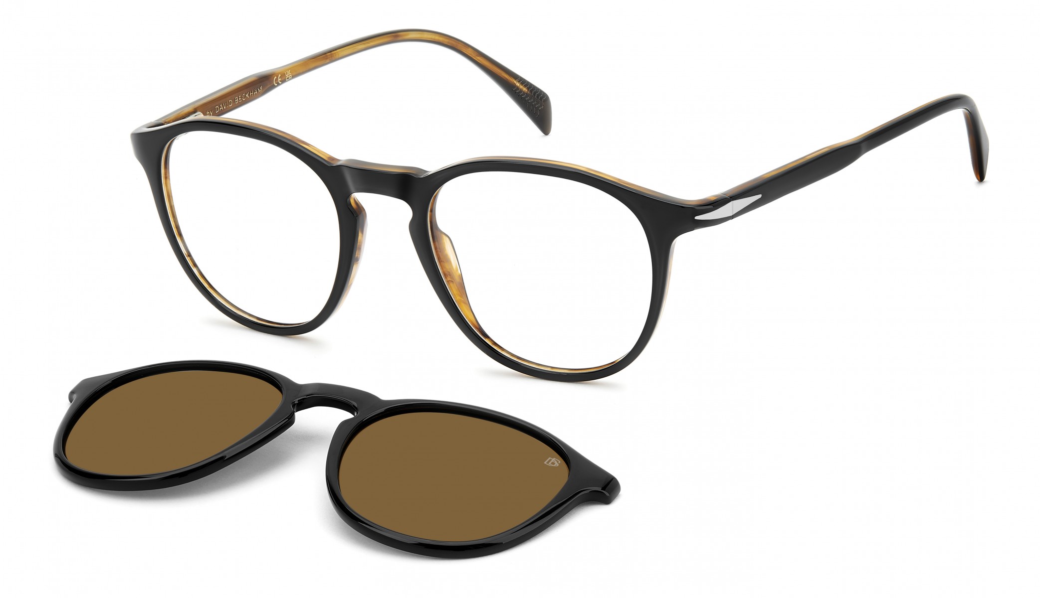 Davıd Beckham Erkek Kemik Clıp On Siyah Çerçeve Bronz Polarıze Cam