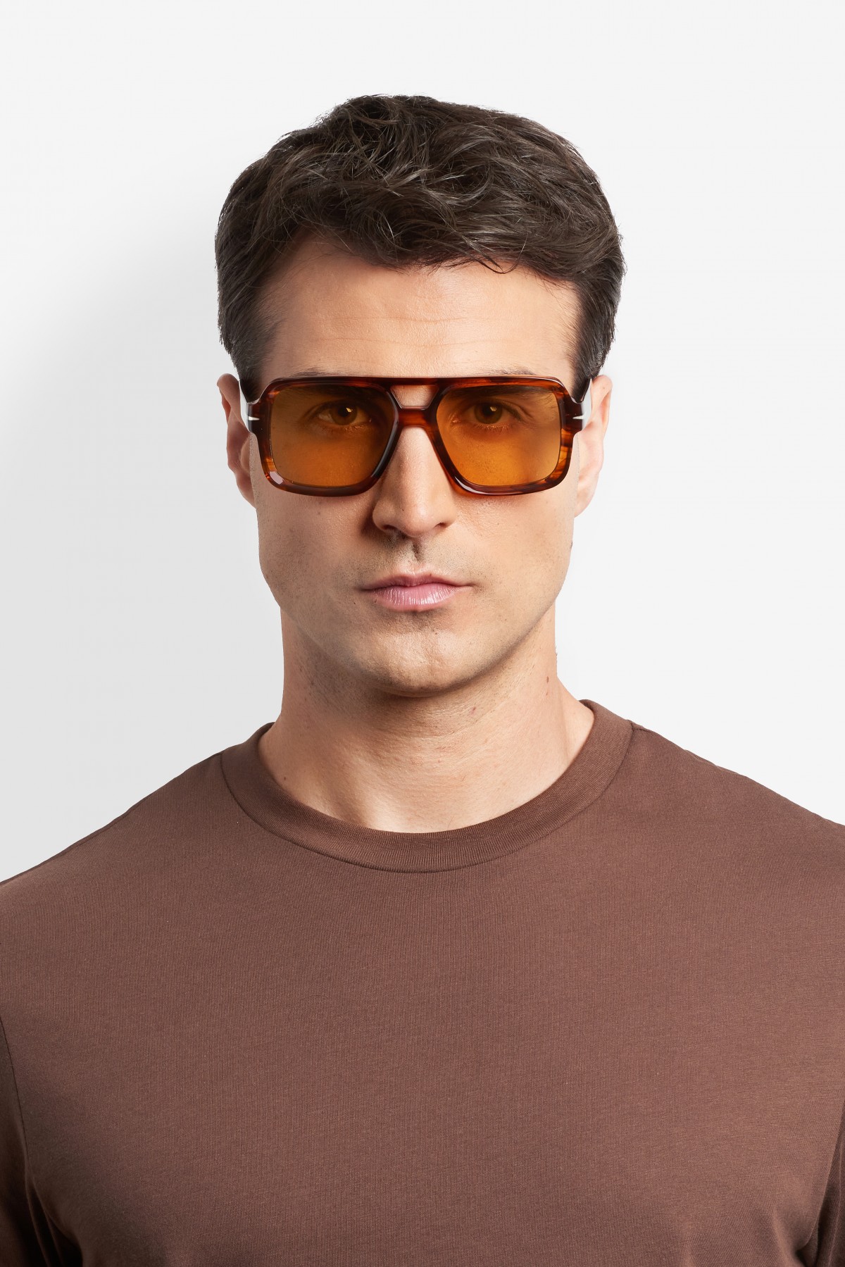 Davıd Beckham Erkek Kemik Güneş Gözlüğü Kahverengi Çerçeve Sarı Cam