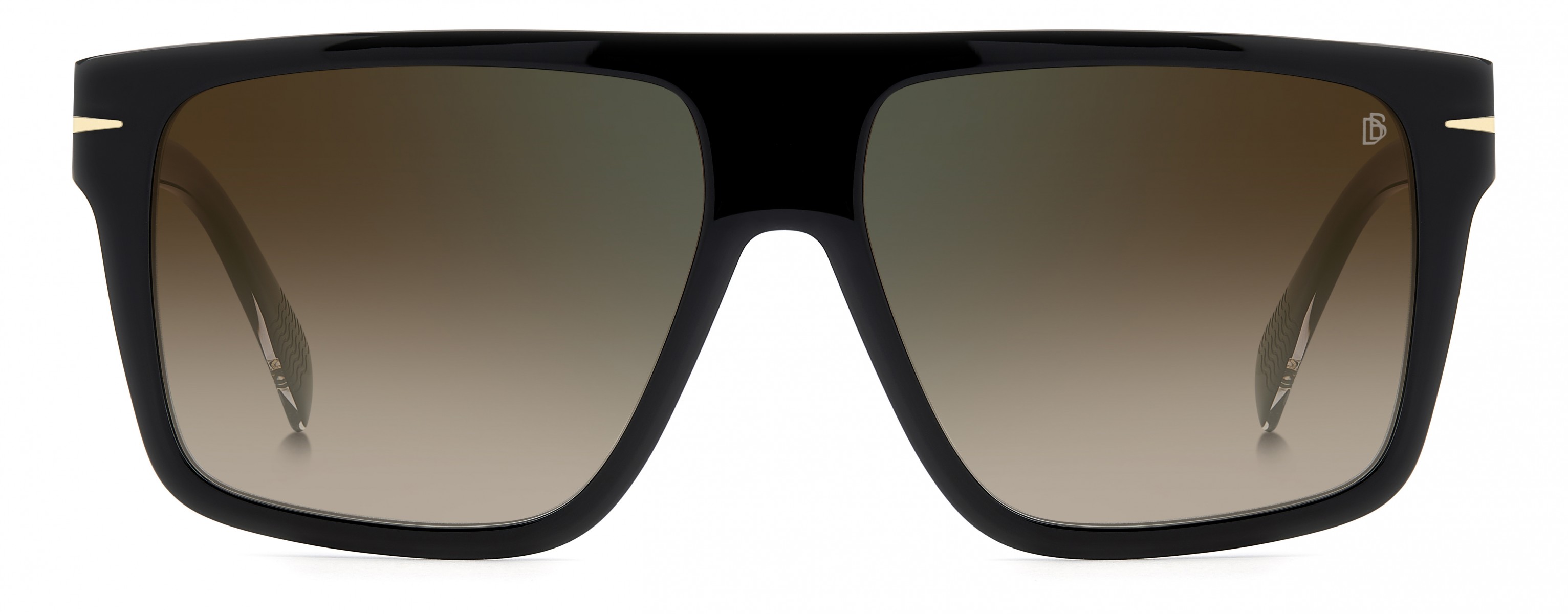 Davıd Beckham Erkek Kemik Güneş Gözlüğü Siyah Çerçeve Kahve Degrade Yeşil Aynalı Cam