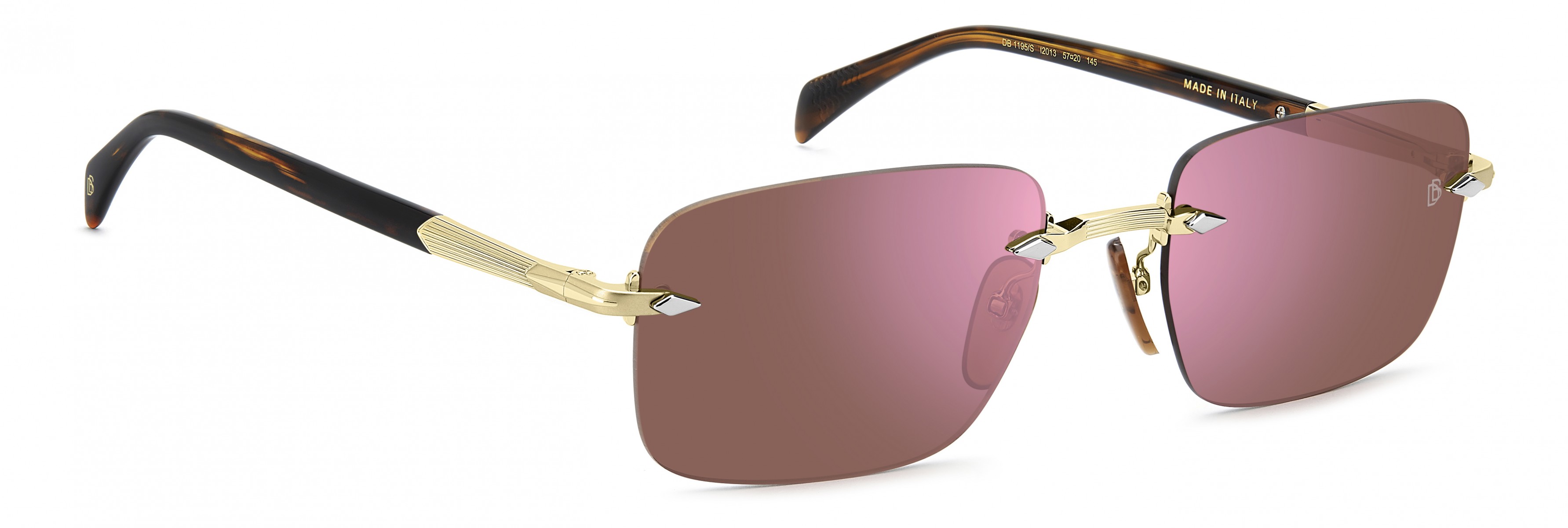 Davıd Beckham Erkek Metal Güneş Gözlüğü Altın Çerçeve Mor Aynalı Cam