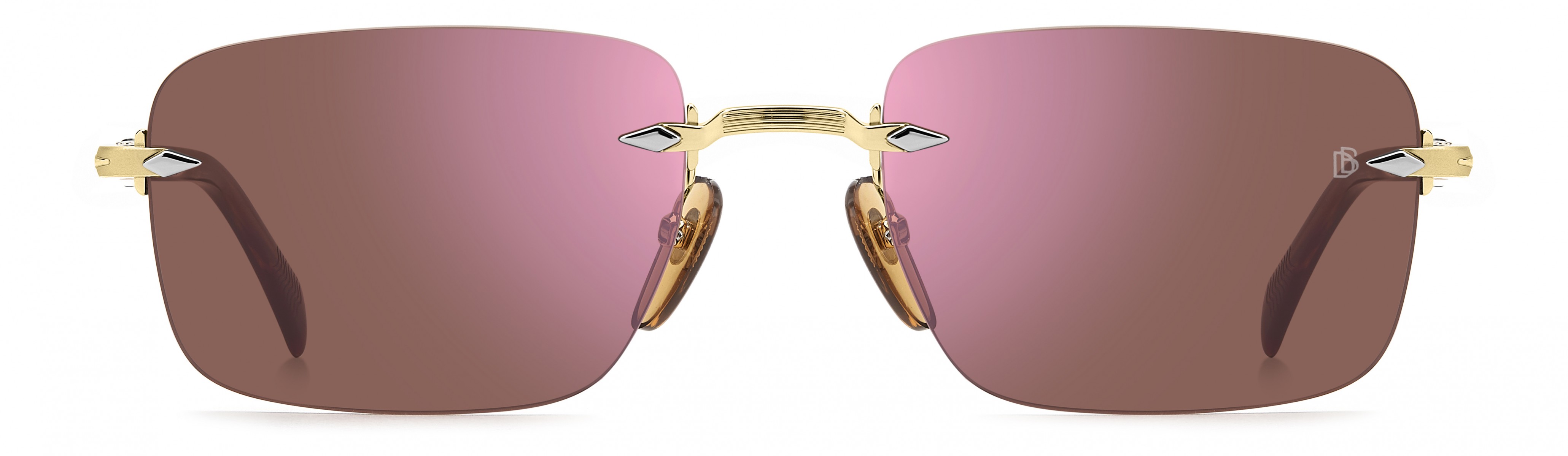 Davıd Beckham Erkek Metal Güneş Gözlüğü Altın Çerçeve Mor Aynalı Cam