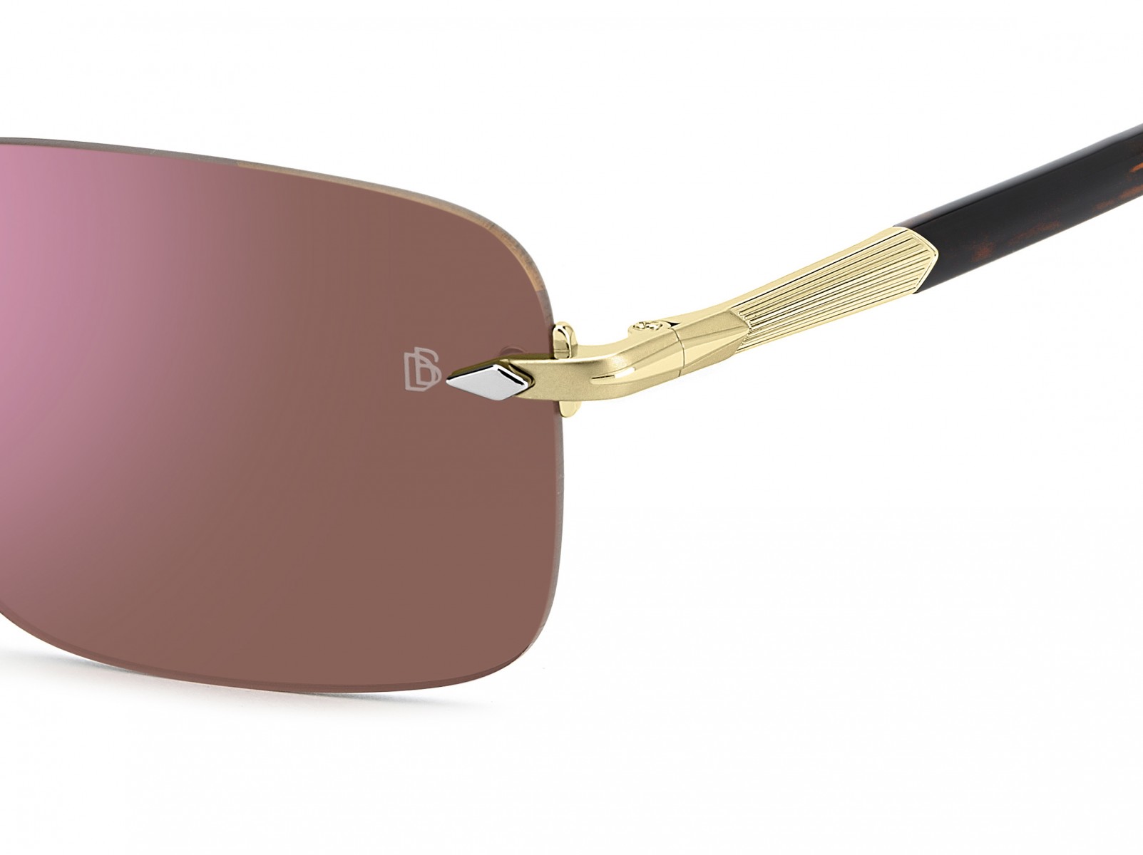 Davıd Beckham Erkek Metal Güneş Gözlüğü Altın Çerçeve Mor Aynalı Cam