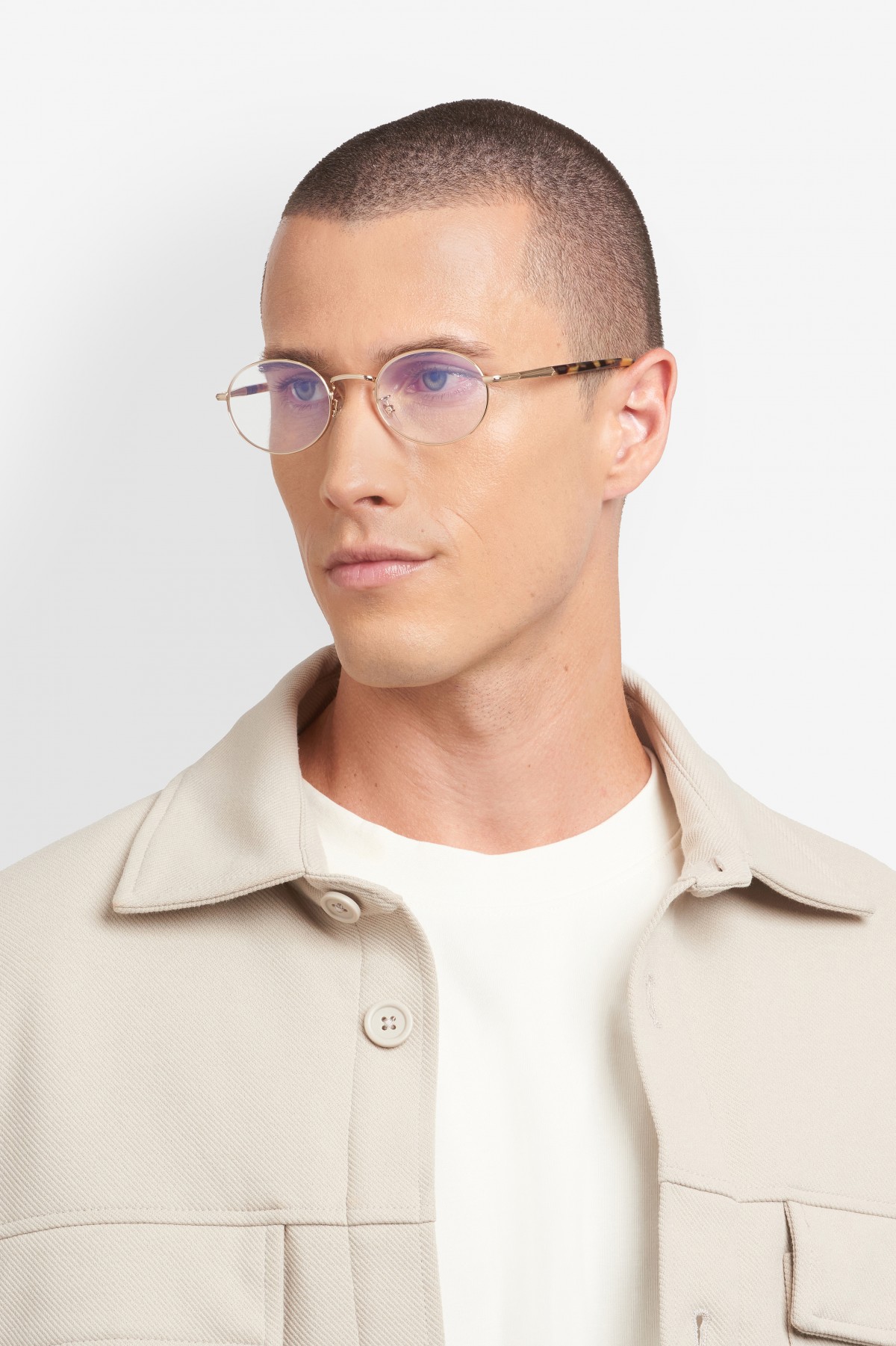 Davıd Beckham Erkek Metal Optık Altın Çerçeve Mavi Aynalı