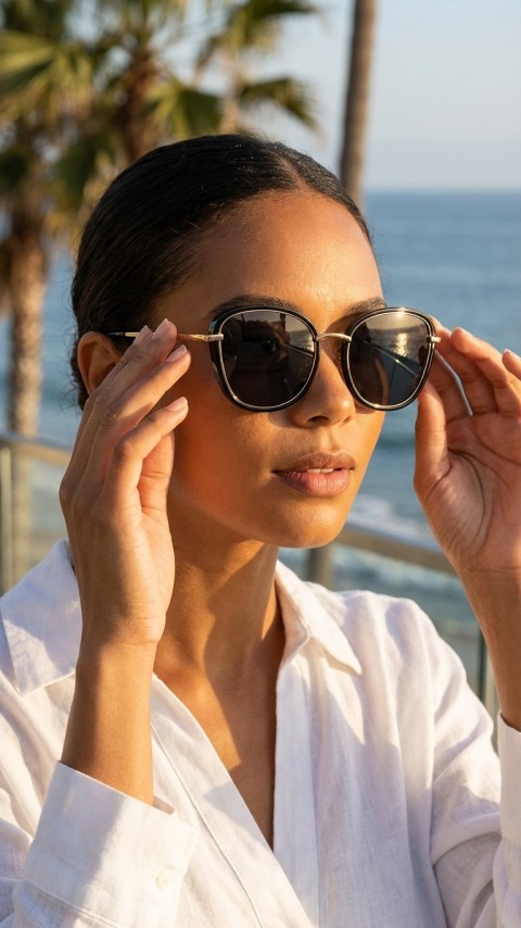 BEYOU Özel Seri – Siyah & Altın Premium Güneş Gözlüğü Kelebek Siyah Çerçeve Siyah UV400 koruma cam