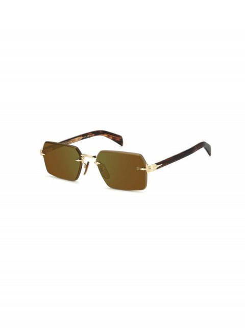 David Beckham DB 7109/S T5U MT Erkek Güneş Gözlüğü – Çerçevesiz Gold Brown Horn Tasarım | Kahve Cam | UV400 Koruma