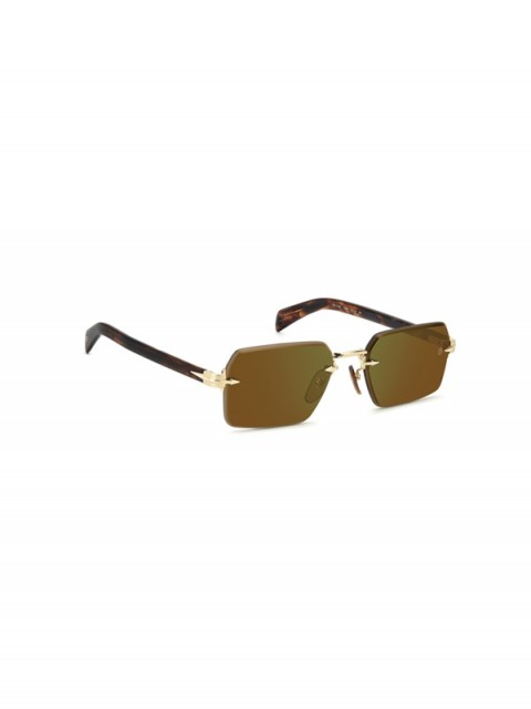 David Beckham DB 7109/S T5U MT Erkek Güneş Gözlüğü – Çerçevesiz Gold Brown Horn Tasarım | Kahve Cam | UV400 Koruma