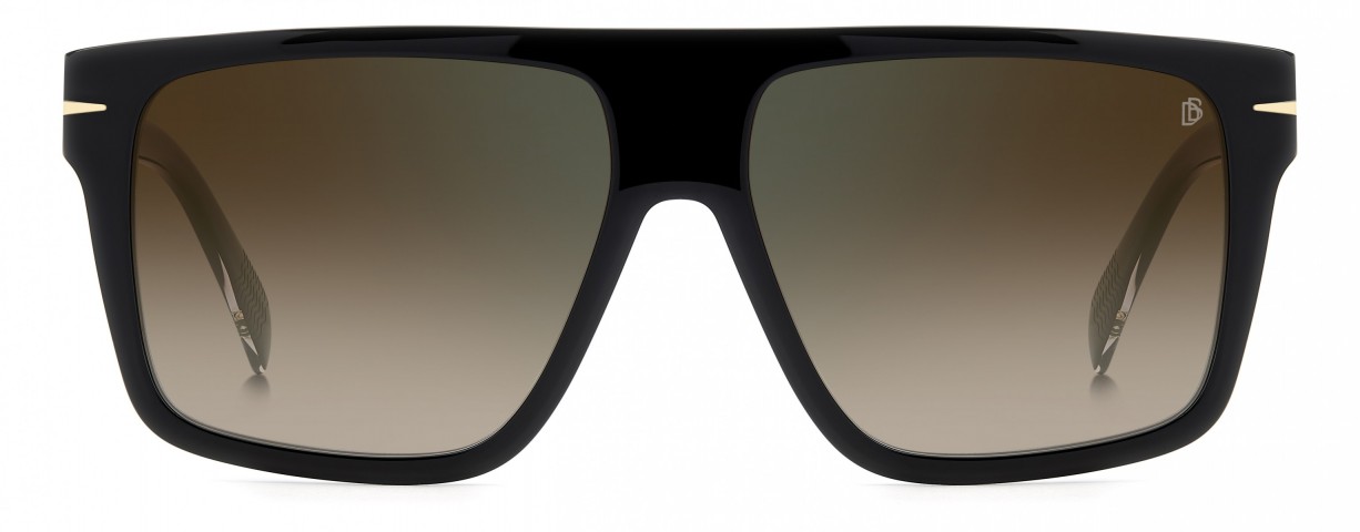 Davıd Beckham Erkek Kemik Güneş Gözlüğü Siyah Çerçeve Kahve Degrade Yeşil Aynalı Cam