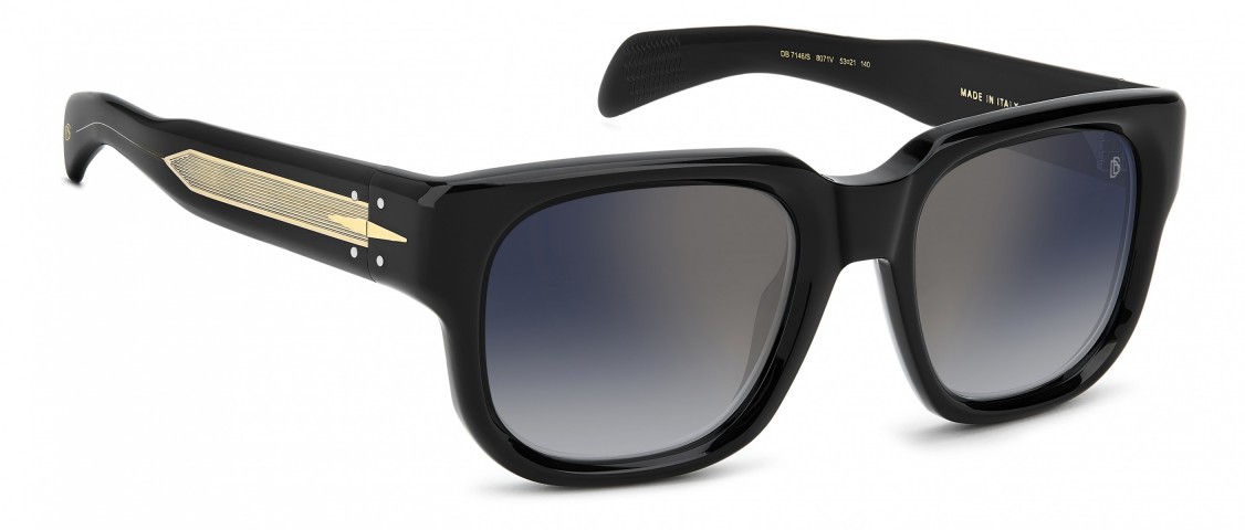 Davıd Beckham Erkek Kemik Güneş Gözlüğü Siyah Çerçeve Mavi Degrade Altın Ayna  Cam