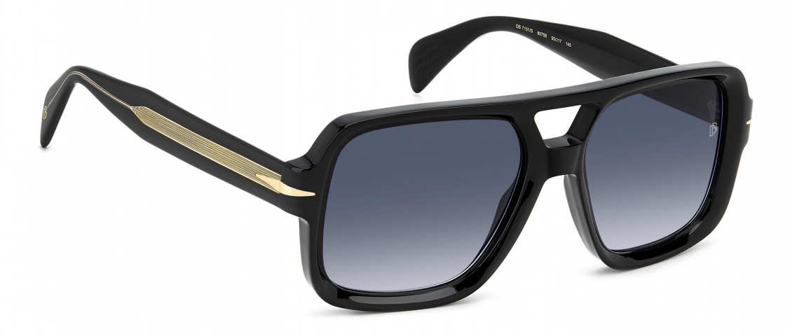 Davıd Beckham Erkek Kemik Güneş Gözlüğü Siyah Çerçeve Mavi Degrade Cam