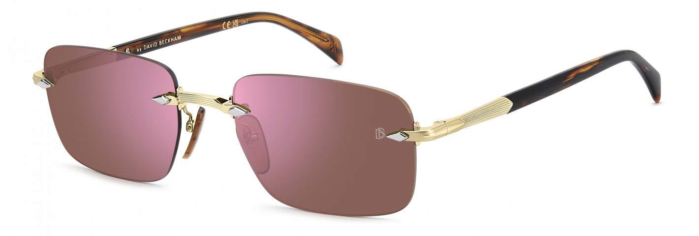 Davıd Beckham Erkek Metal Güneş Gözlüğü Altın Çerçeve Mor Aynalı Cam