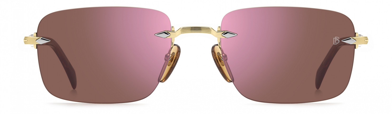 Davıd Beckham Erkek Metal Güneş Gözlüğü Altın Çerçeve Mor Aynalı Cam