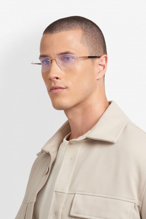 Davıd Beckham Erkek Metal Optık Altın Çerçeve Mavi Aynalı