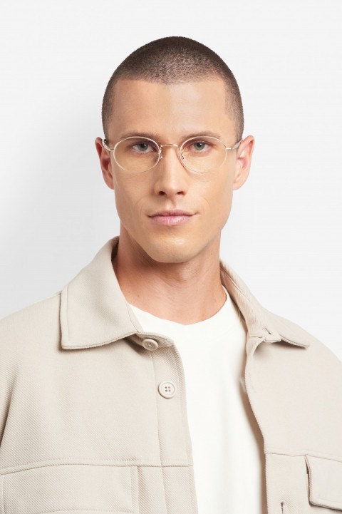 Davıd Beckham Erkek Metal Optık Altın Çerçeve Mavi Aynalı