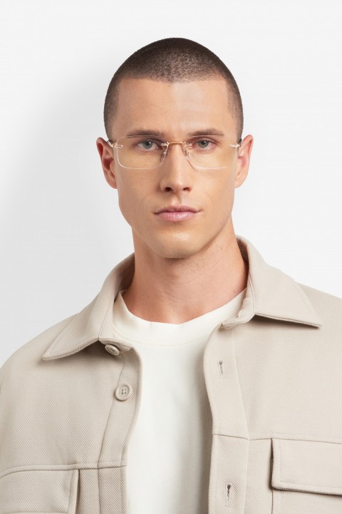 Davıd Beckham Erkek Metal Optık Altın Çerçeve Mavi Aynalı