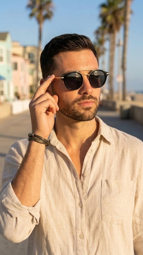 Özel Seri Titanyum – Siyah Asetat Polarize Güneş Gözlüğü 48mm Yuvarlak Çerçeve