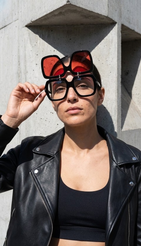 Sanches 2’si 1 Arada Blue Cut & Güneş Gözlüğü 54 mm Mekanik Klipsli Siyah Çerçeve Açık Kırmızı Cam UV400 koruma