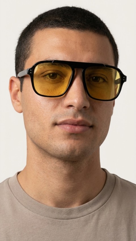 Sanches Antifar Sarı Cam Unisex Güneş Gözlüğü  57 mm UV400 Koruma  Modern Stylish Tasarım Siyah çerçeve Sarı Cam