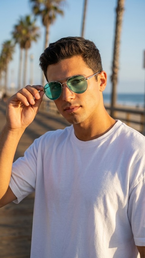 Sanches BEYOU Koleksiyonu Çift Köprülü Pilot Güneş Gözlüğü Yeşil Şeffaf UV400 55mm Medium