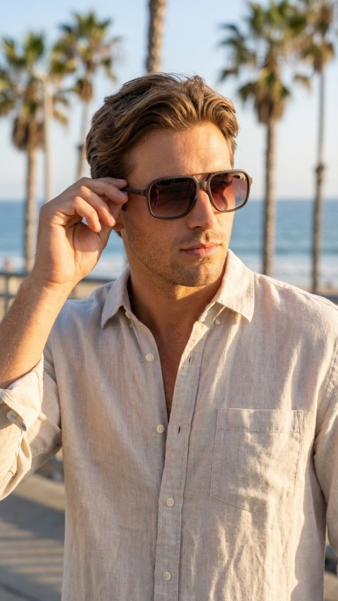 Sanches Erkek Polarize Plastik Güneş Gözlüğü Kahve Degrade 59 mm Ultra Hafif