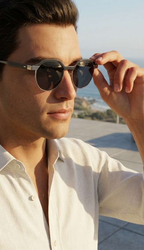 Sanches Geometrik Polarize Güneş Gözlüğü 54 mm Modern Retro Tasarım Premium Polarize Cam 54 mm