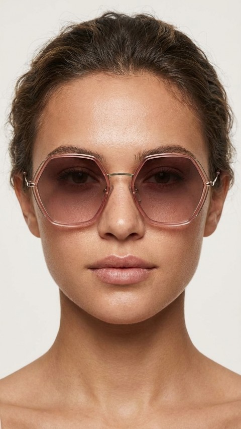 Sanches – Geometrik Rose Gold Polarize Güneş Gözlüğü 57mm Large