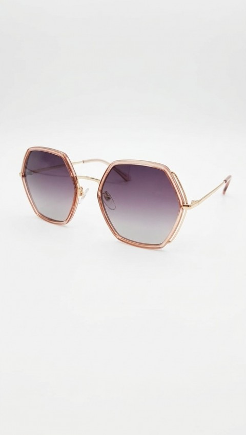 Sanches – Geometrik Rose Gold Polarize Güneş Gözlüğü 57mm Large