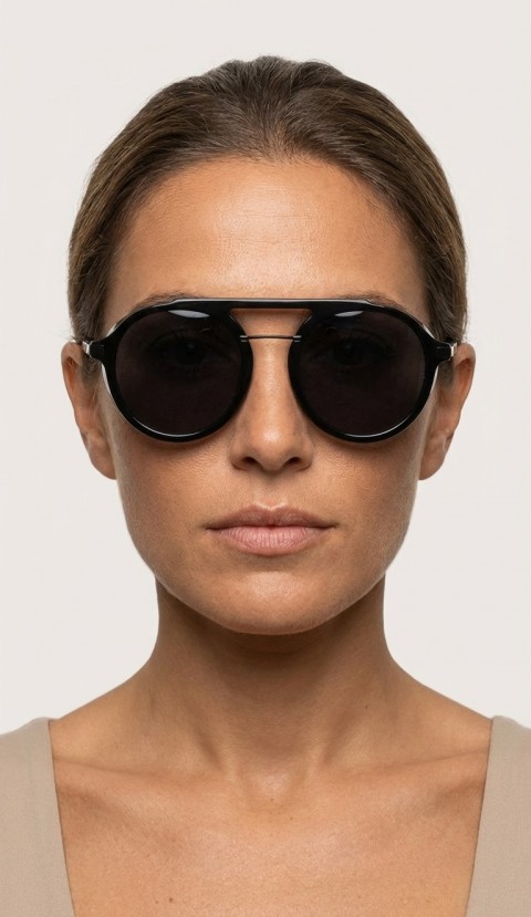 Sanches Modern Steampunk Siyah Unisex Güneş Gözlüğü  Yan Koruma Panelli Siyah çerçeve Siyah UV400 Korumalı cam 60mm